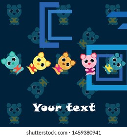 Cute kitty cat vector illustration, childish design, cartoon character, vector background.