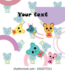 Cute kitty cat vector illustration, childish design, cartoon character, vector background.