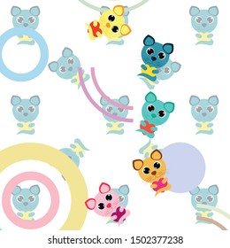 Cute kitty cat vector illustration, childish design, cartoon character, vector background.