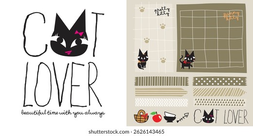 conjunto de vetor de doodle gatinho bonito