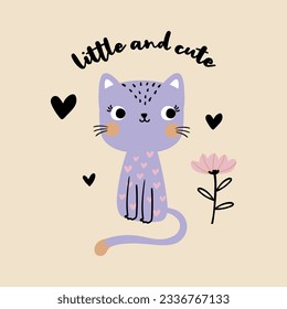 cute kitty drawing for baby fashion as vector