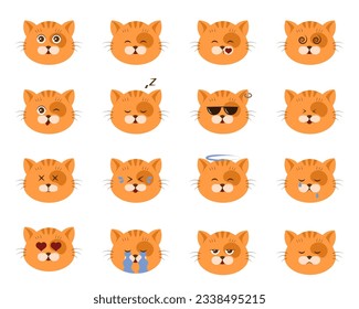 Cute Kitty Emoticon. Set of cat emoticon vector. Emoji vector. Smile icon set. Vector illustration EPS10