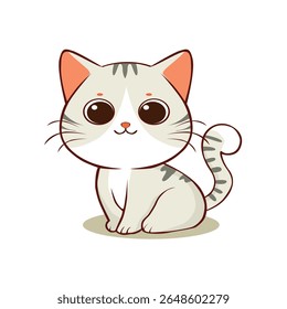 Cute kitty funny face head. Contour line doodle. Different emotions, colors. Cartoon kawaii baby character. Sticker print. Flat design. White background Vector