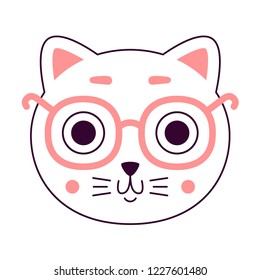Cute kitty head. Cat logo. Art for t-shirt.