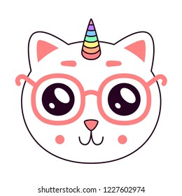 Cute kitty head. Cat logo. Art for t-shirt.