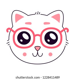 Cute kitty head. Cat logo. Art for t-shirt.