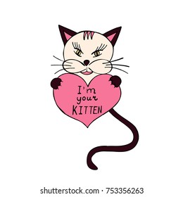 Cute kitty illustration. Idea for children's design.