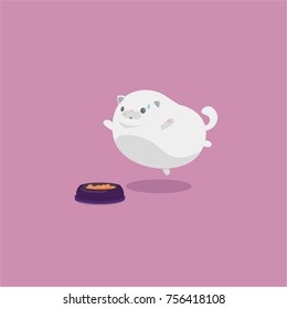 Cute Kitty is jumping to eat