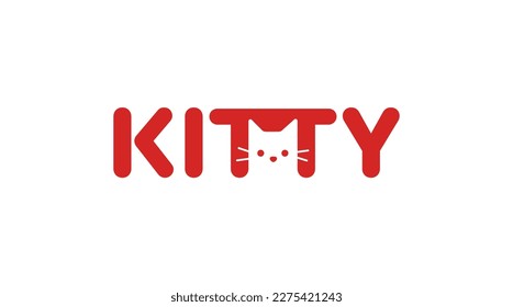 Cute kitty logo with a head of a cat. Domestic animals. Isolated symbol. Pet logo.