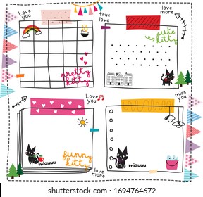 cute kitty paper notes pack doodle