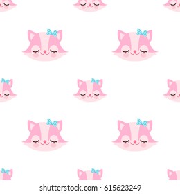 Cute kitty pattern. Children character. 