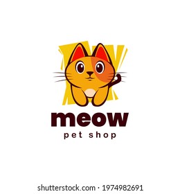 cute kitty pet shop logo mascot design