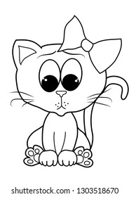cute kitty pet vector outline coloring
