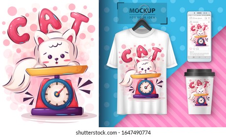 Cute kitty poster and merchandising. Vector eps 10
