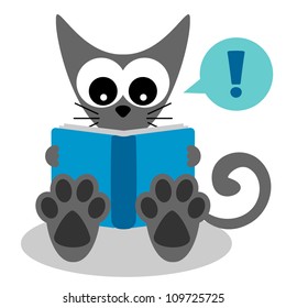 Cute kitty reading a book