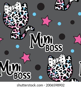 Cute kitty seamless pattern background. 