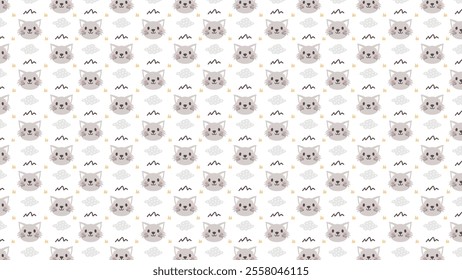 Cute kitty seamless pattern hand drawn background designs