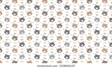 Cute kitty seamless pattern kids hand drawn background design