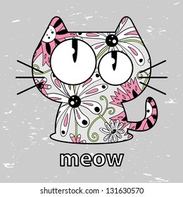 Cute kitty seamless texture illustration