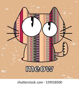 Cute kitty seamless texture illustration