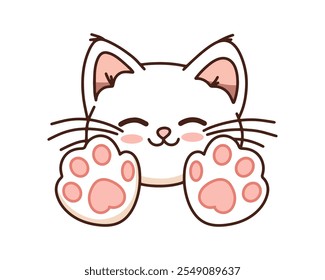 Linda pegatina de gatito. Ilustración vectorial.