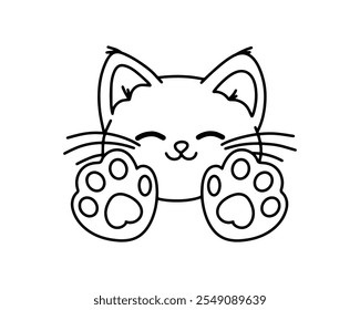 Linda pegatina de gatito. Ilustración vectorial.