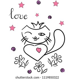  Cute kitty with the text "love"