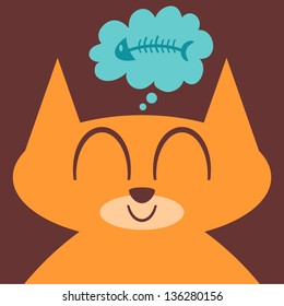 Cute kitty thinking of fish