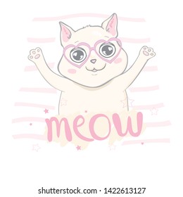 cute kitty vector, cat illustration.