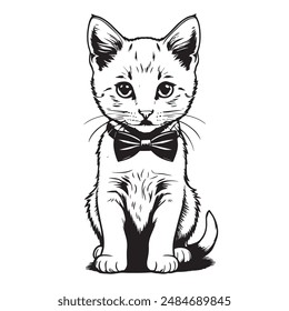 Cute kitty vectrot illustraion with wite background