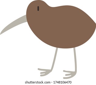 Cute kiwi bird Cartoon, Vector illustration kiwi bird on a white background. Drawing for children