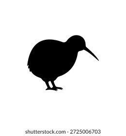 Lindo diseño de ilustración plana de Vector de silueta de pájaro de kiwi.