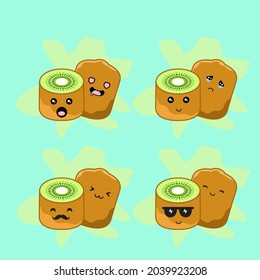 Cute Kiwi Bundle Set Premium Vector
