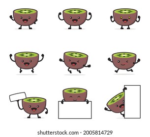 cute kiwi cartoon. with happy facial expressions and different poses, isolated on a white background