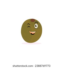 Cute kiwi cartoon. with happy facial expressions and different pose. Cartoon character of slice of kiwi with various chef emoticons