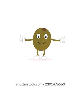 Cute kiwi cartoon. with happy facial expressions and different pose. Cartoon character of slice of kiwi with various chef emoticons