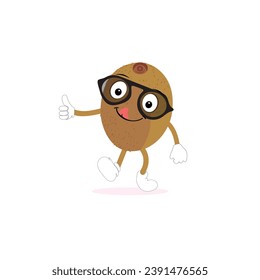 Cute kiwi cartoon. with happy facial expressions and different pose. Cartoon character of slice of kiwi with various chef emoticons