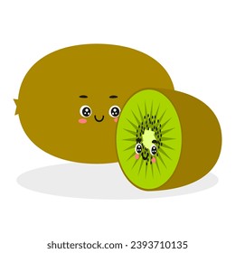 Cute kiwi fruit cartoon character isolated on white background