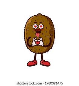 Cute Kiwi Fruit character with love emote. Fruit character icon concept isolated. flat cartoon style Premium Vector