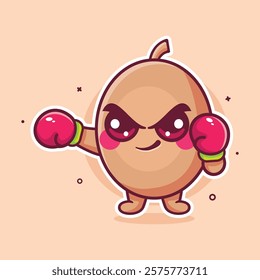 cute kiwi fruit character mascot playing boxing sport isolated cartoon