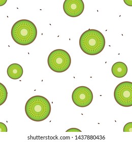 Cute kiwi fruit on white background seamless pattern.