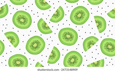 Cute kiwi fruits pattern background vector design