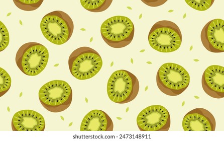 Cute kiwi fruits pattern background vector design