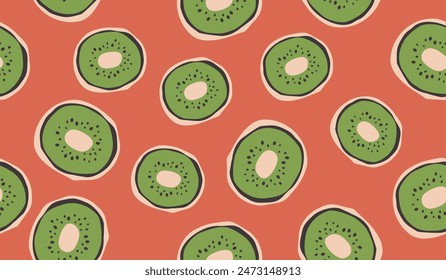 Cute kiwi fruits pattern background vector design