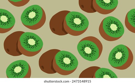 Cute kiwi fruits pattern background vector design