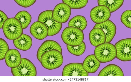 Cute kiwi fruits pattern background vector design