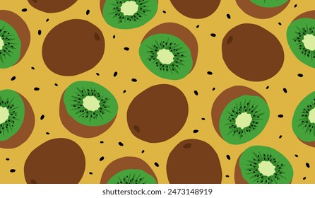 Cute kiwi fruits pattern background vector design