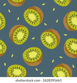 Diseño lindo del Vector del fondo del patrón de las frutas del kiwi