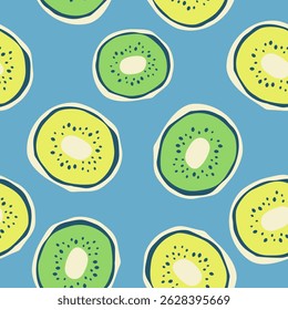 Cute kiwi fruits pattern background vector design