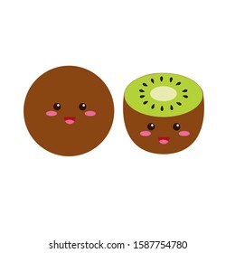 Cute Kiwi Kawaii with Smiling Face